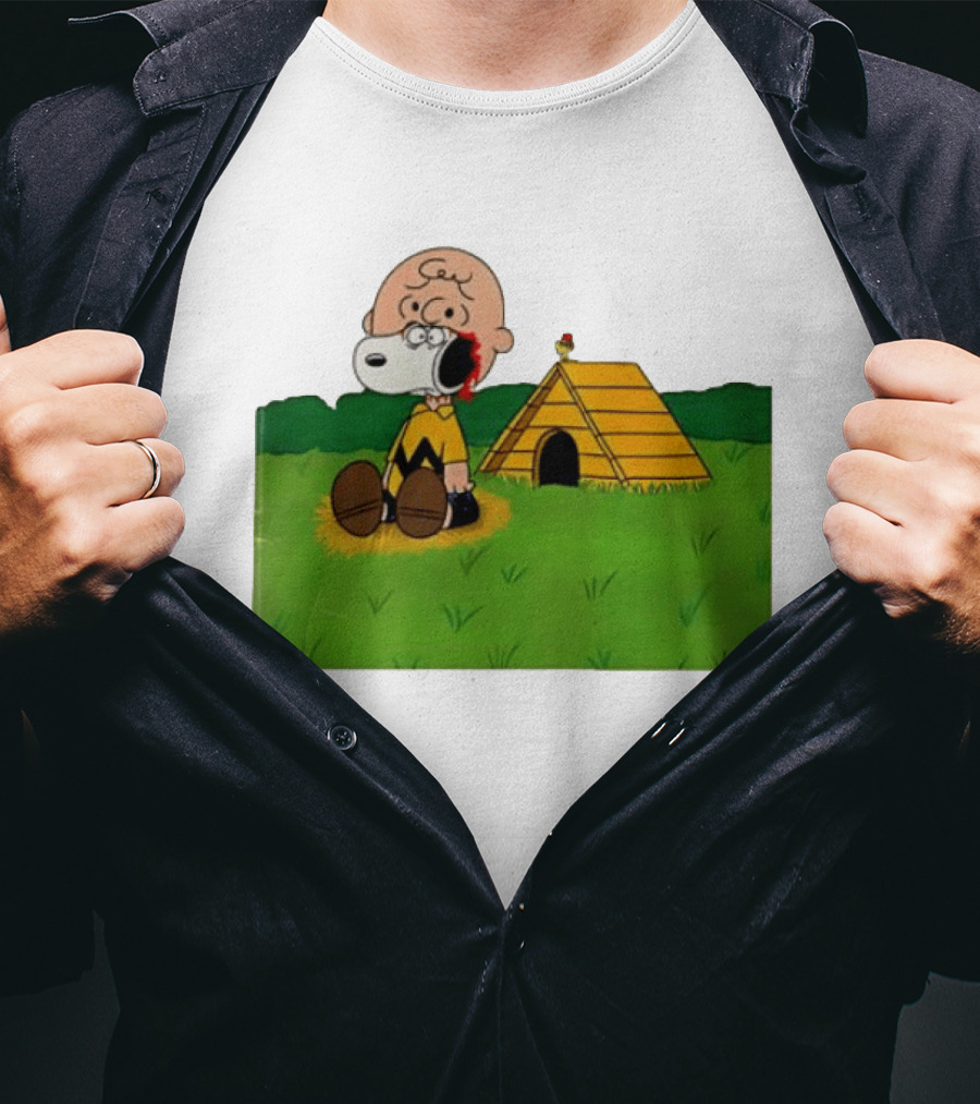 Snoopy Charlie Brown Midsommar Crossover Scene With Doghouse And Woodstock T-Shirt