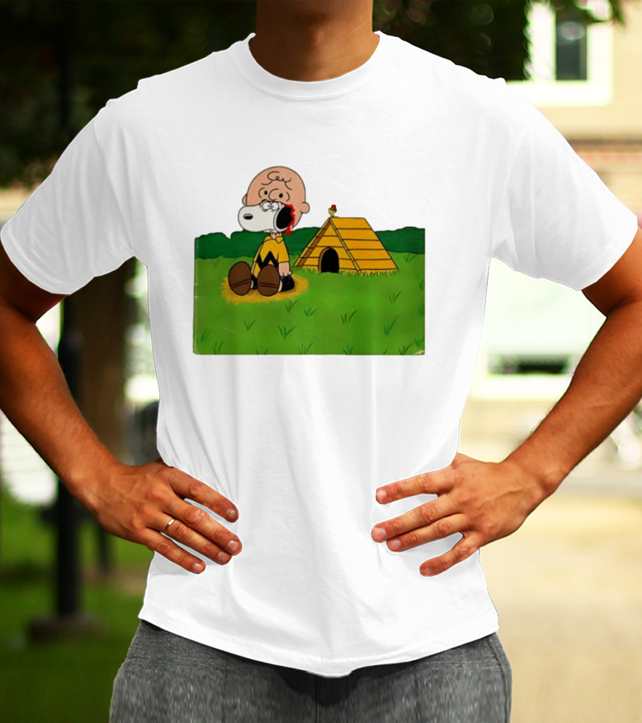 Snoopy Charlie Brown Midsommar Crossover Scene With Doghouse And Woodstock T-Shirt