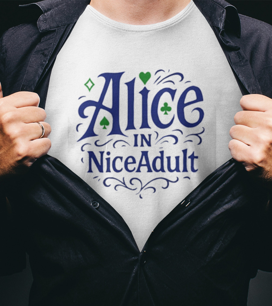 Alice In NiceAdult Playing Card T-Shirt