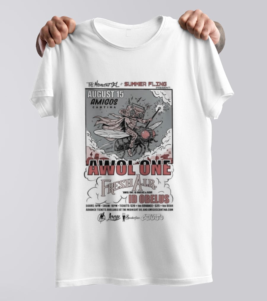 Awol One Fresh Air Id Obelus Amigos Cantina August 15 Concert Event T-Shirt
