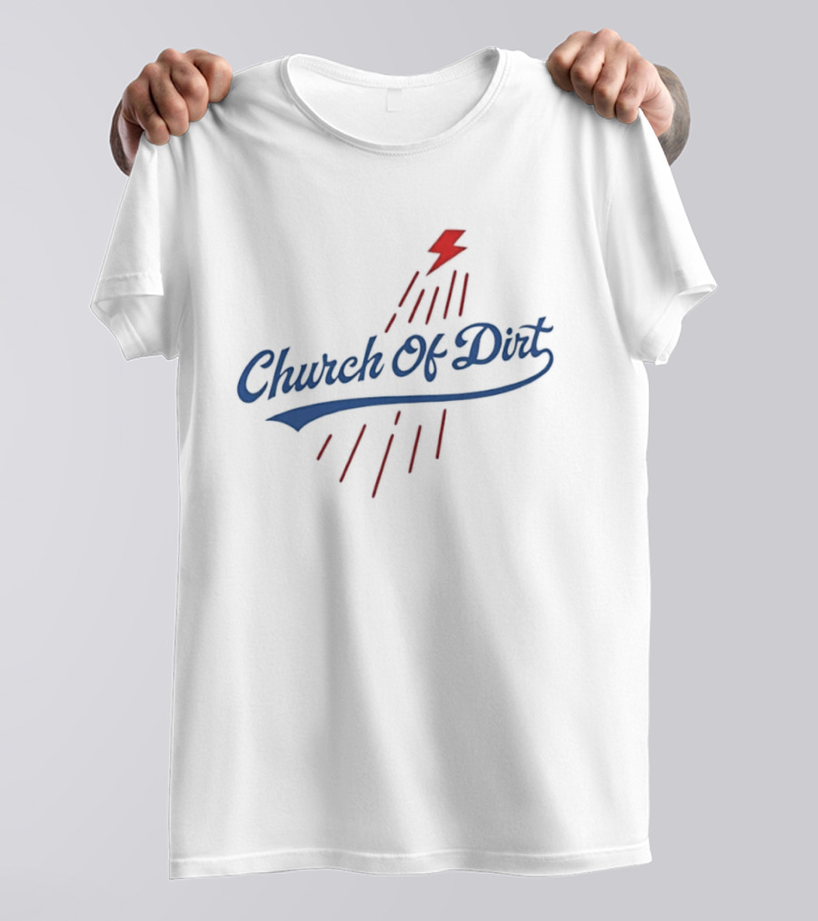 Text Church Of Dirt Red Lightning Bolt Sport T-Shirt