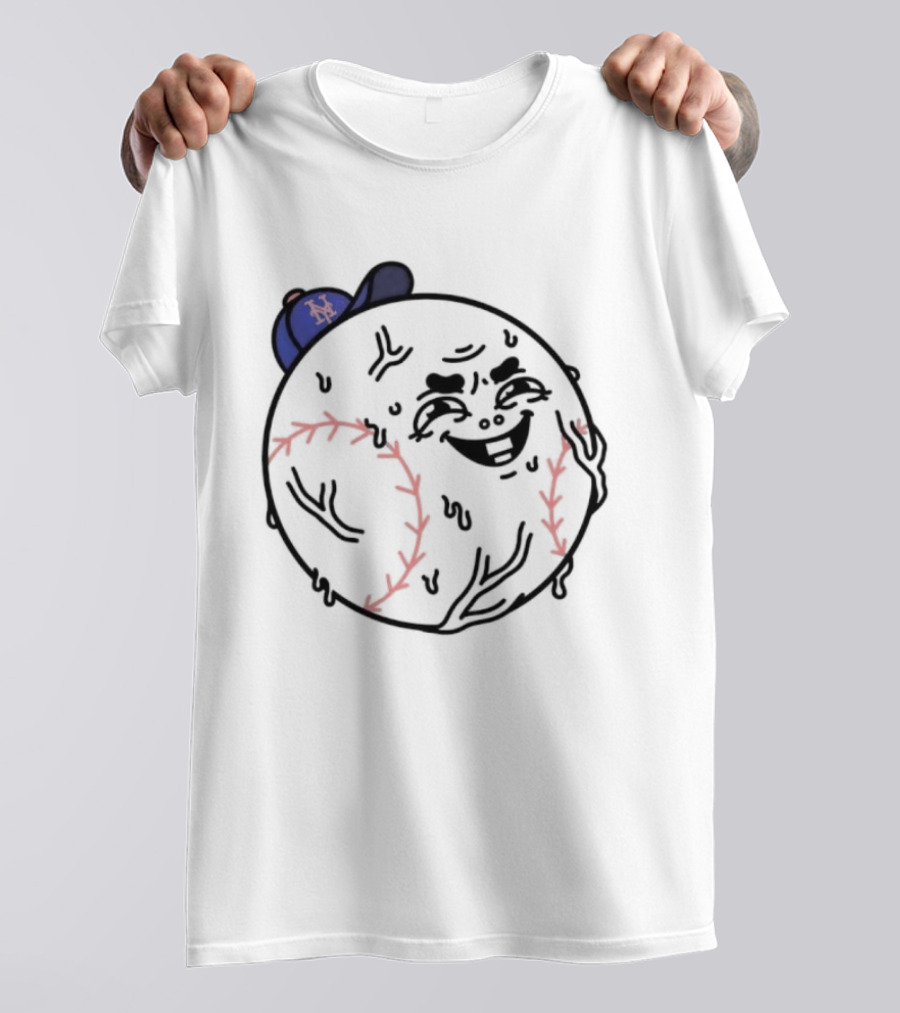 Mr Met New York Mets Baseball Sweat Drip Face MLB T-Shirt