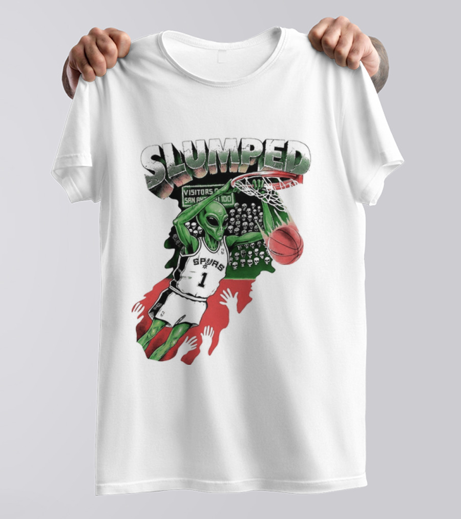 San Antonio Spurs NBA Alien Victor Wembanyama Slumped Basketball Visitors T-Shirt