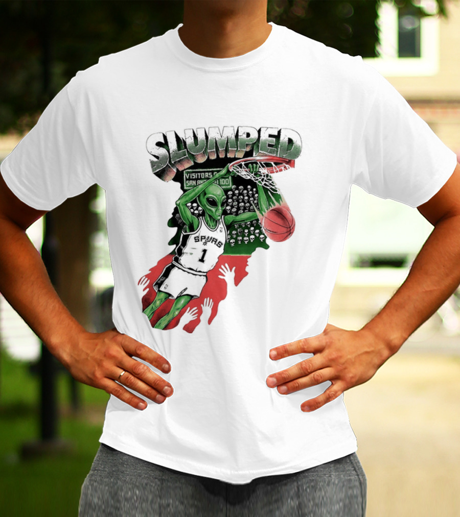 San Antonio Spurs NBA Alien Victor Wembanyama Slumped Basketball Visitors T-Shirt