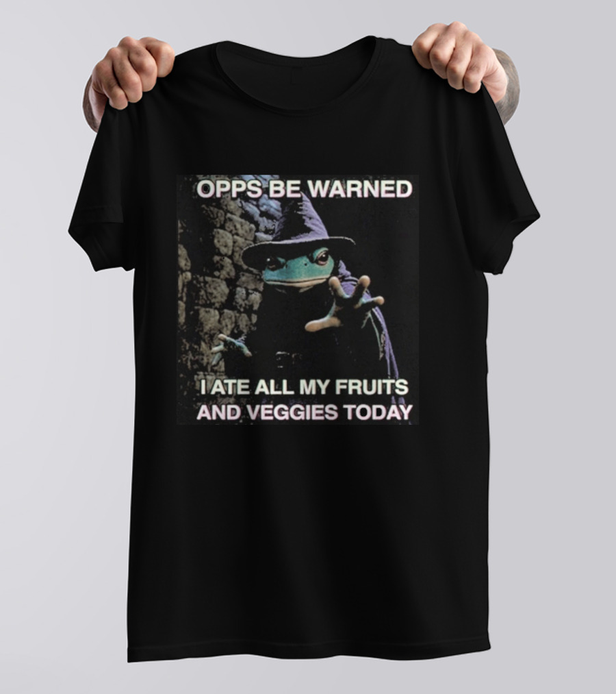 Opps Be Warned I Ate All My Fruits And Veggies Today Frog Wizard T-Shirt