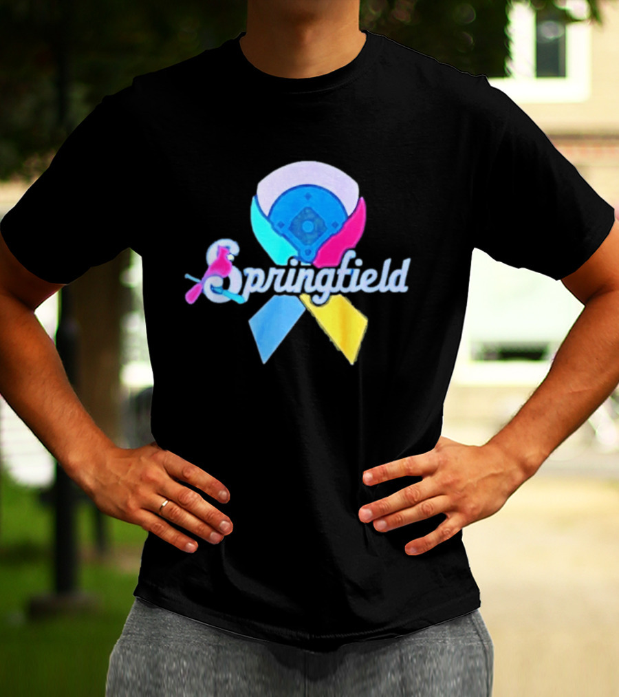 Springfield Baseball Ribbon Against Cancer Cardinal T-Shirt