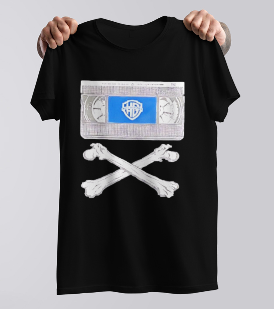 Warner Brothers VHS Tape Crossbones Skull T-Shirt