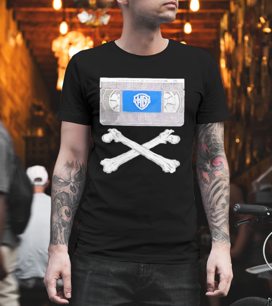 Warner Brothers VHS Tape Crossbones Skull T-Shirt