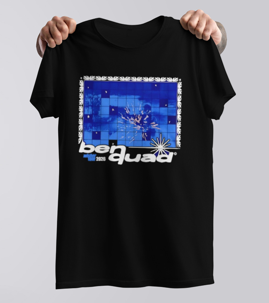 Ben Quad Wisher Tour 2026 Blue Tile Star Pattern Explosion T-Shirt