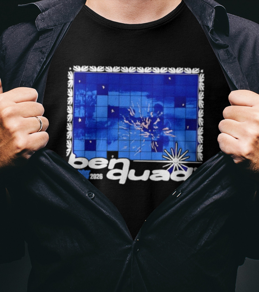 Ben Quad Wisher Tour 2026 Blue Tile Star Pattern Explosion T-Shirt