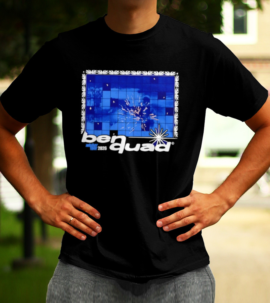 Ben Quad Wisher Tour 2026 Blue Tile Star Pattern Explosion T-Shirt