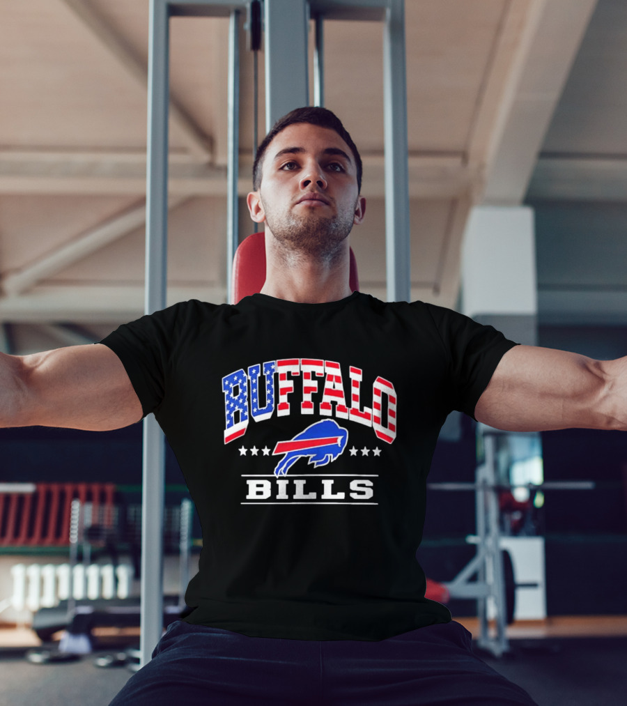 Buffalo Bills Stars And Stripes USA Flag Football Team T-Shirt