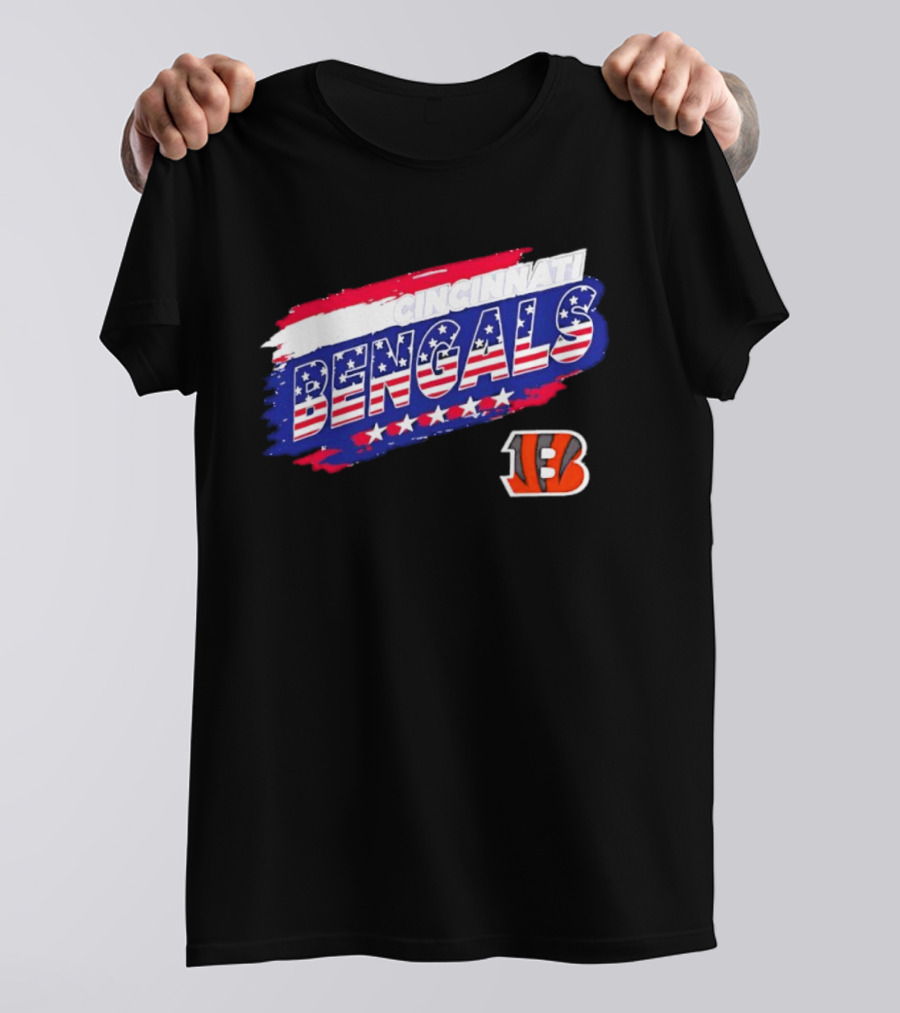 Cincinnati Bengals Stars And Stripes American Flag NFL Team Fan Gear T-Shirt