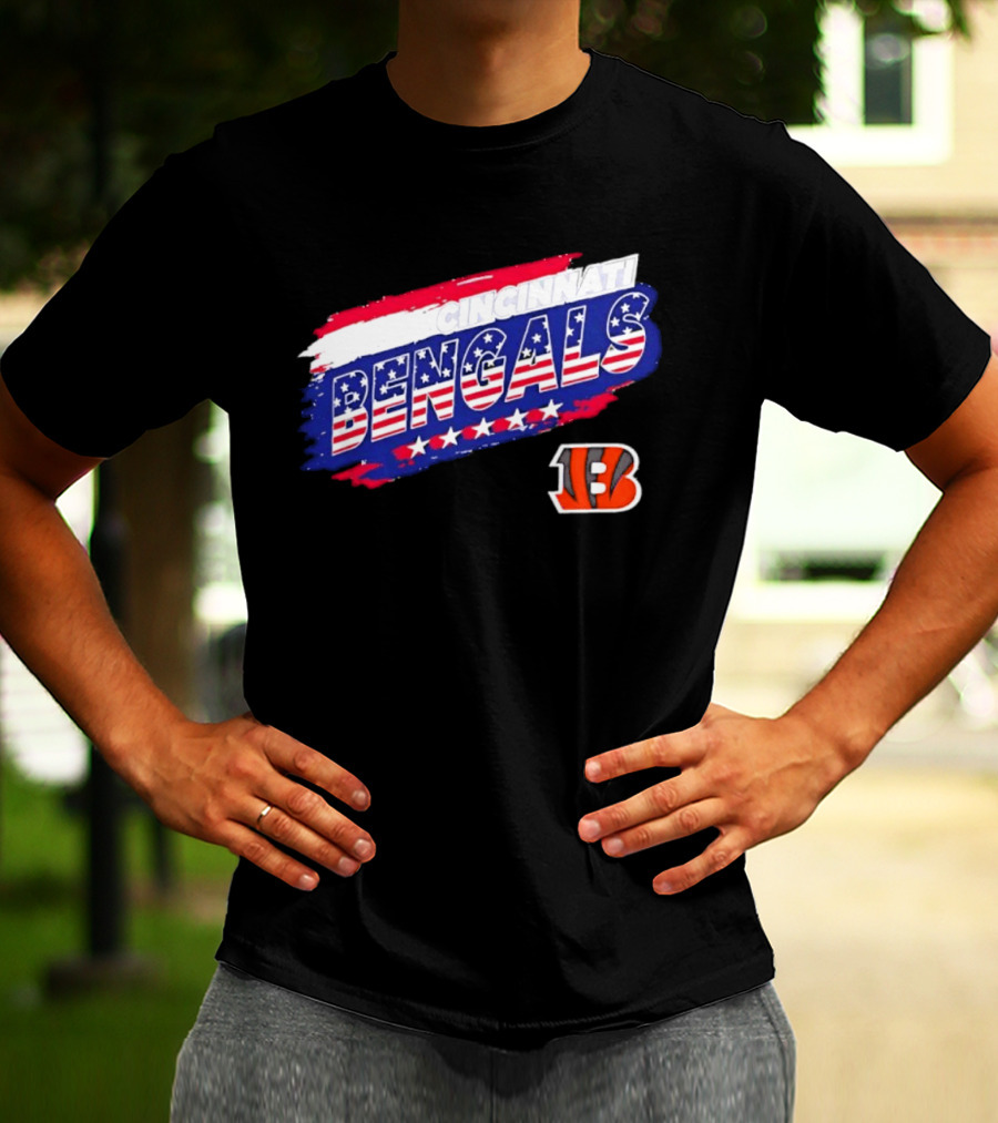 Cincinnati Bengals Stars And Stripes American Flag NFL Team Fan Gear T-Shirt