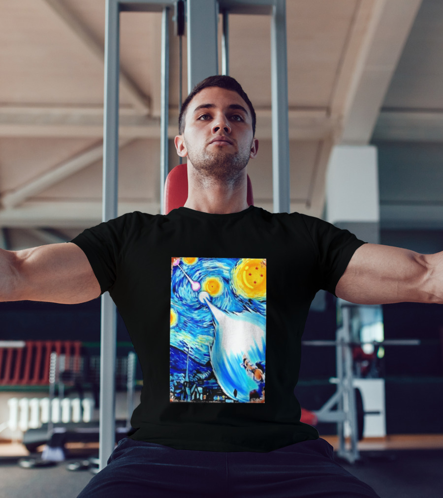 Goku Dragon Ball Z Kamehameha Wave Van Gogh Starry Night Fusion T-Shirt