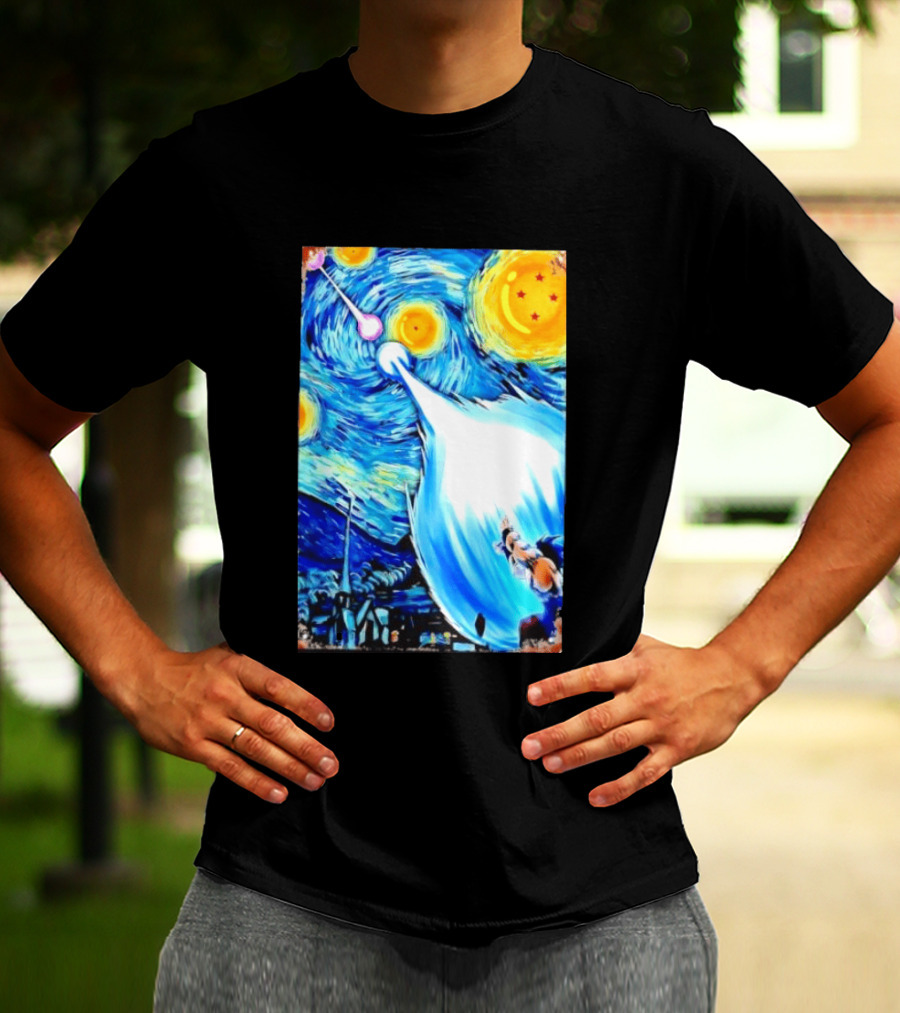 Goku Dragon Ball Z Kamehameha Wave Van Gogh Starry Night Fusion T-Shirt