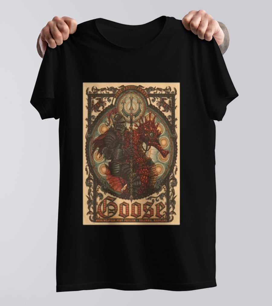 Goose June 28 2026 Merriweather Post Pavilion Columbia Maryland Knight And Dragon Trident T-Shirt