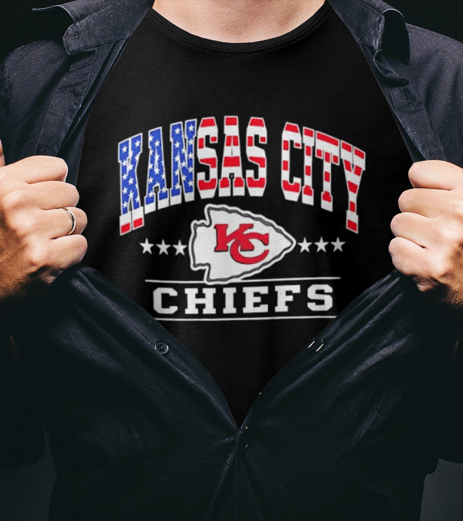 Kansas City Chiefs Americana Patriotic Flag Stars T-Shirt