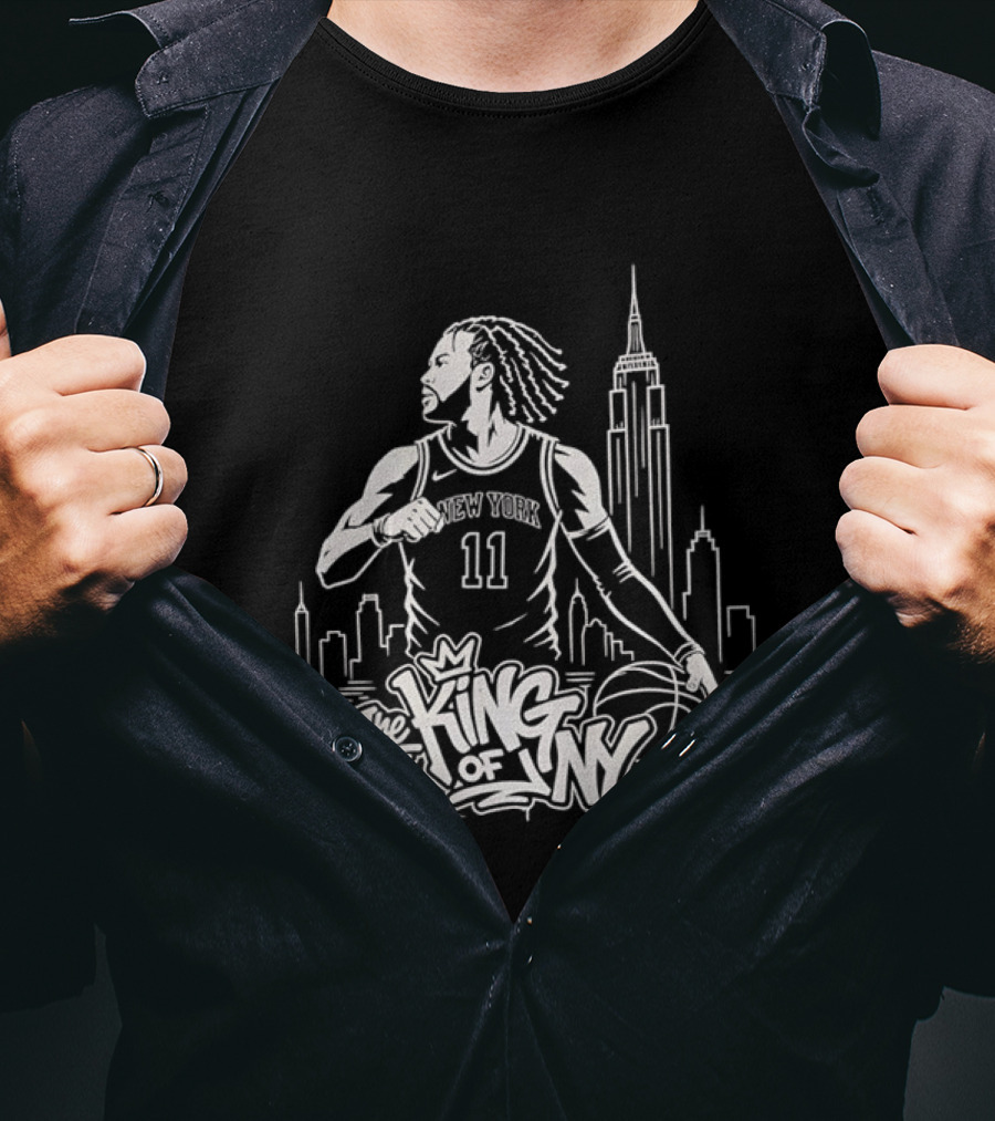 Jalen Brunson 11 New York Knicks The King Of NY Skyline Basketball T-Shirt