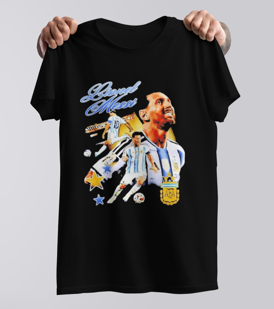 Lionel Messi Argentina National Football Team AFA Striker Soccer Star Blue White Kit T-Shirt