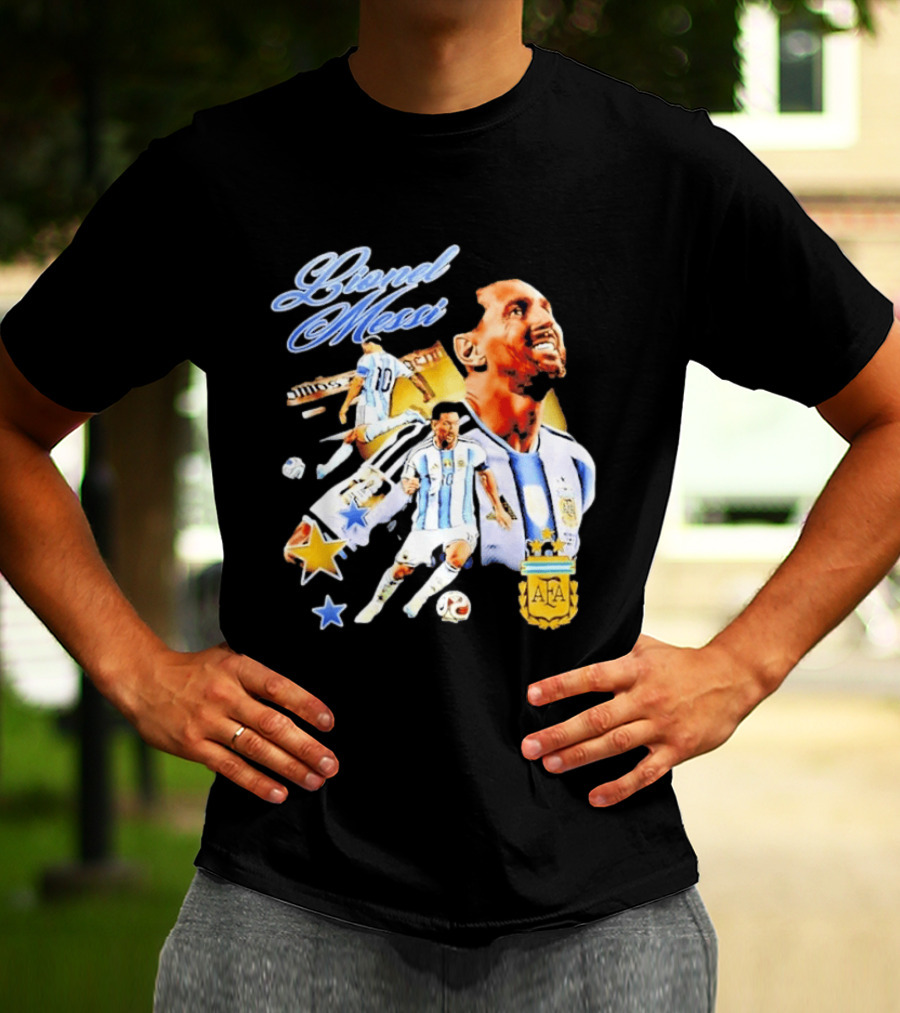 Lionel Messi Argentina National Football Team AFA Striker Soccer Star Blue White Kit T-Shirt
