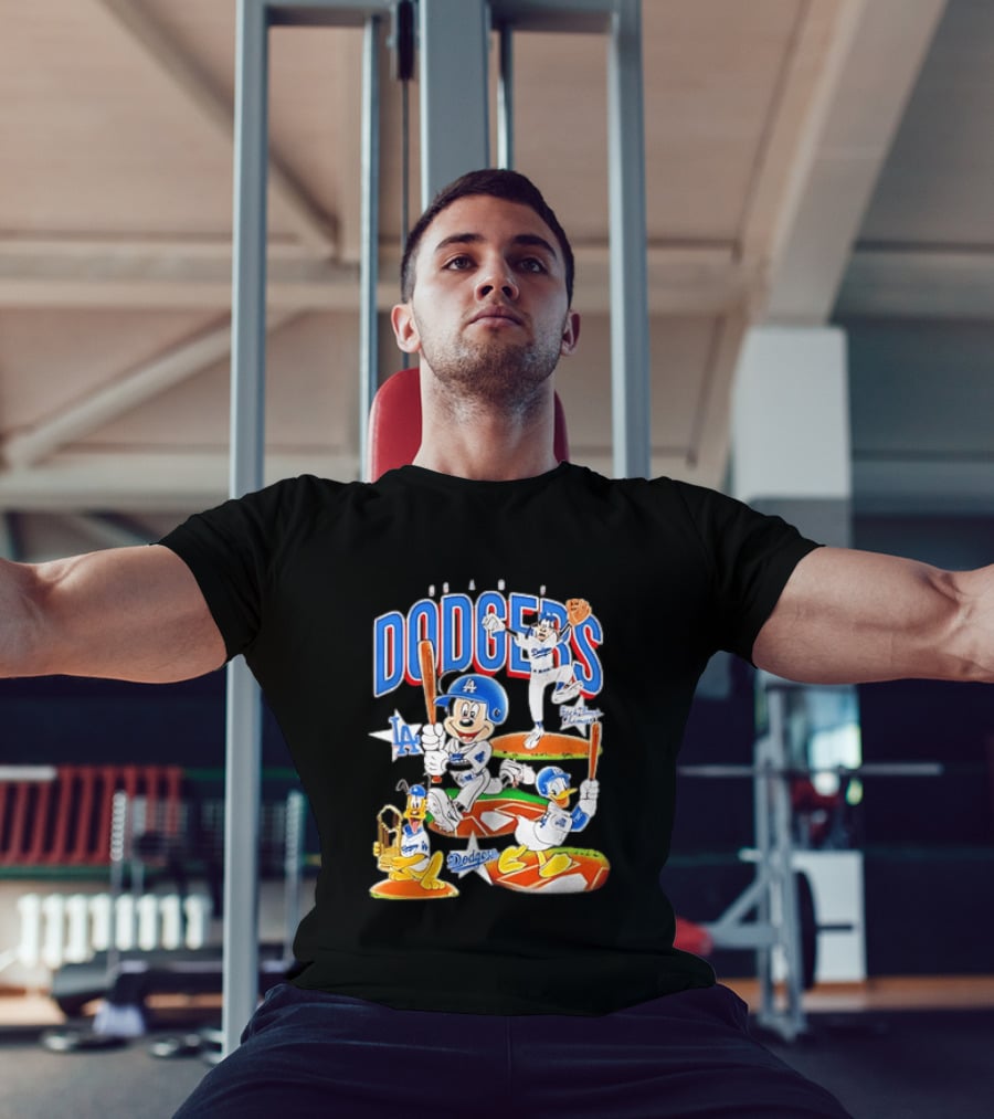 MOONLANDGOODS 2020 Mickey Goofy Pluto Donald Baseball Team Los Angeles Dodgers T-Shirt