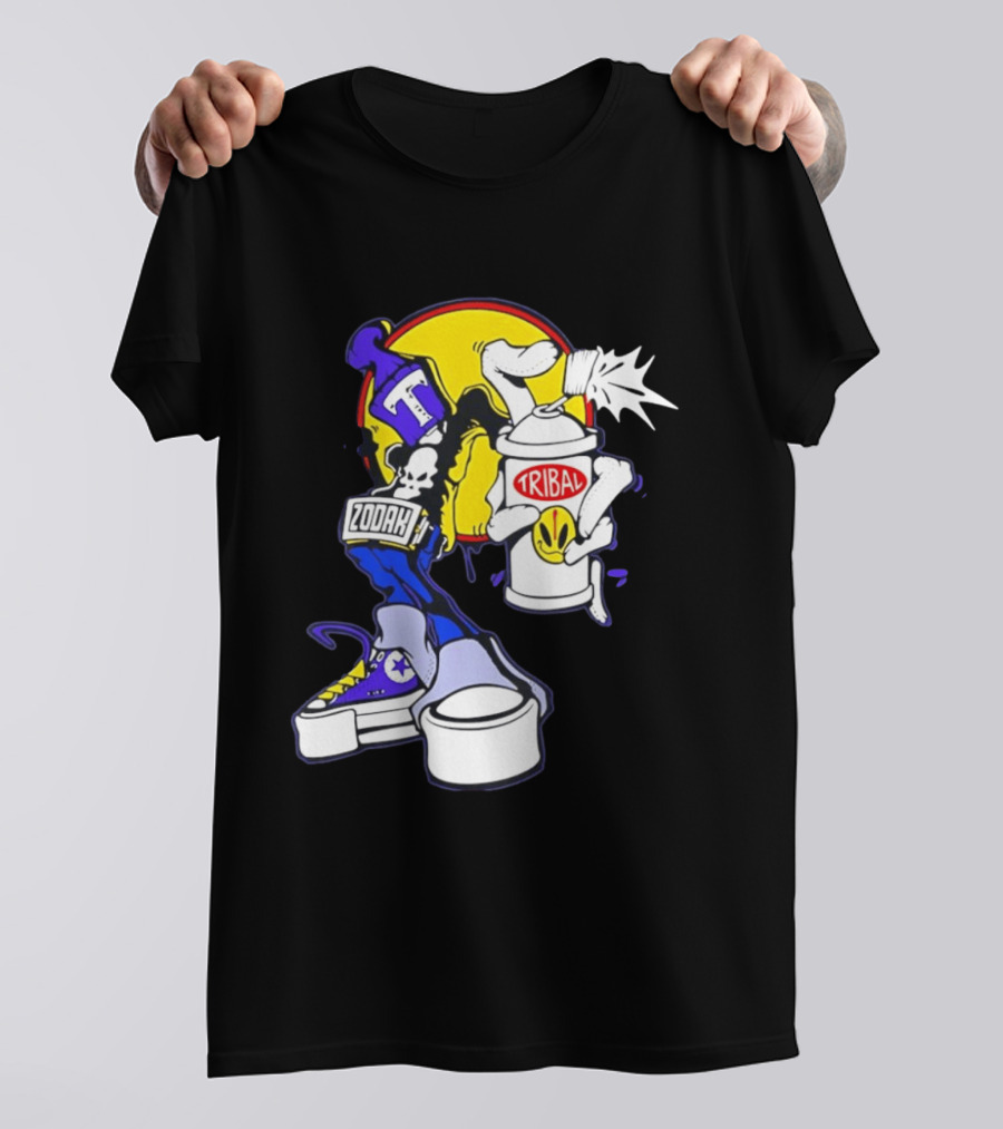 Tribal Zodak Graffiti Urban Streetwear Style Retro Hip Hop T-Shirt