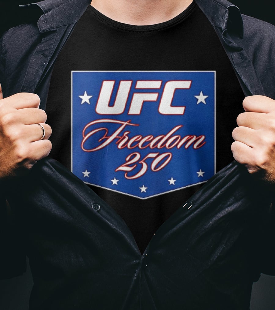 UFC Freedom 250 Stars And Script On Blue T-Shirt