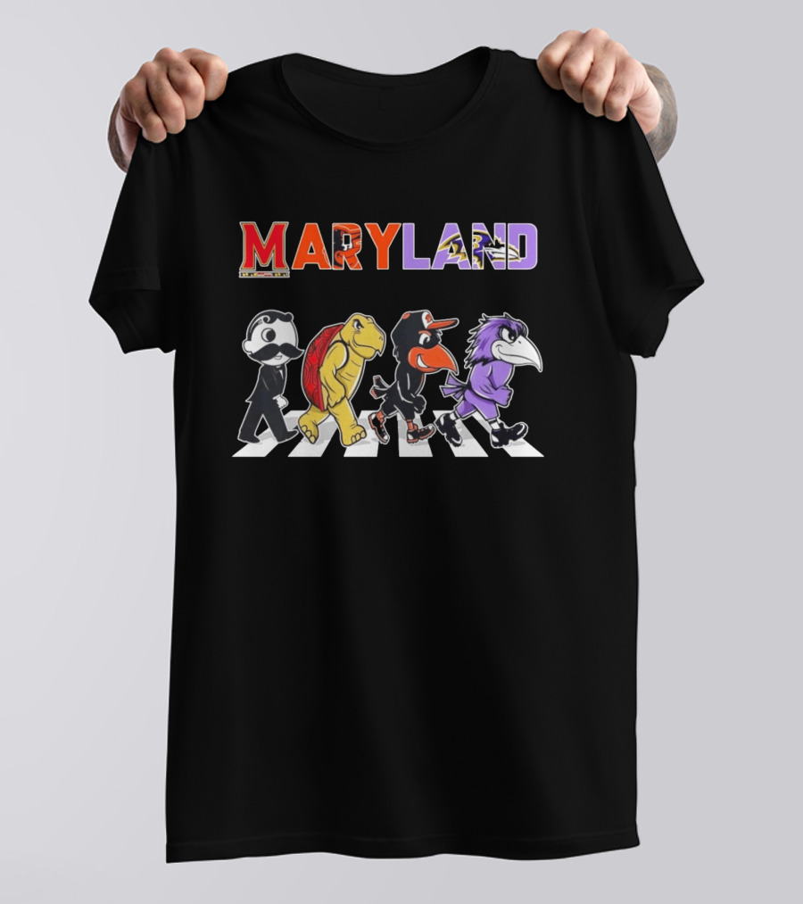 Abbey Road Natty Boh Testudo Oriole Raven Crossing Maryland Ravens Orioles T-Shirt