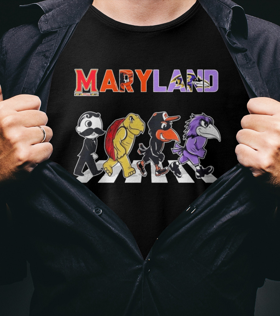 Abbey Road Natty Boh Testudo Oriole Raven Crossing Maryland Ravens Orioles T-Shirt