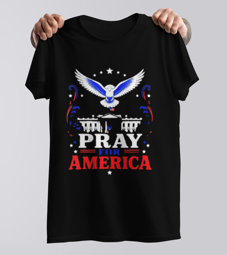 Pray For America White House Dove Patriotic T-Shirt