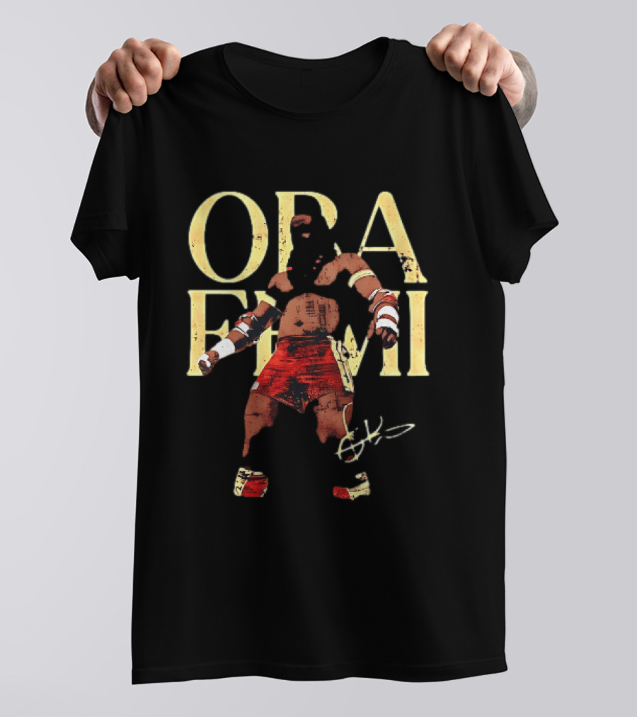 Oba Femi Obi Femi Boxing Warrior Red Shorts Pose T-Shirt