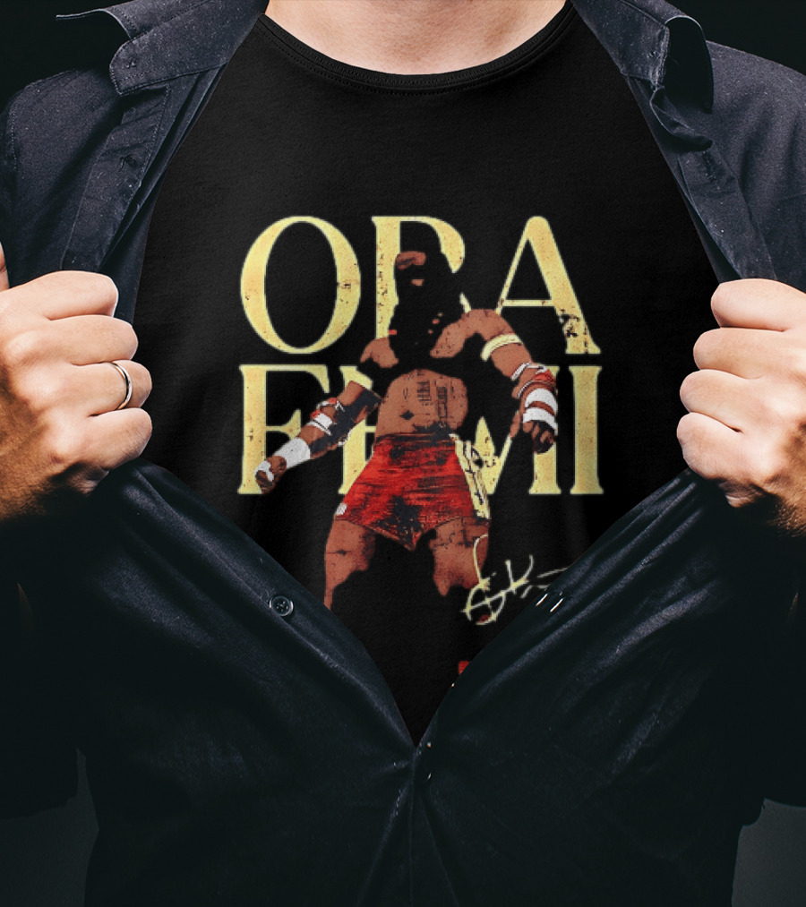 Oba Femi Obi Femi Boxing Warrior Red Shorts Pose T-Shirt
