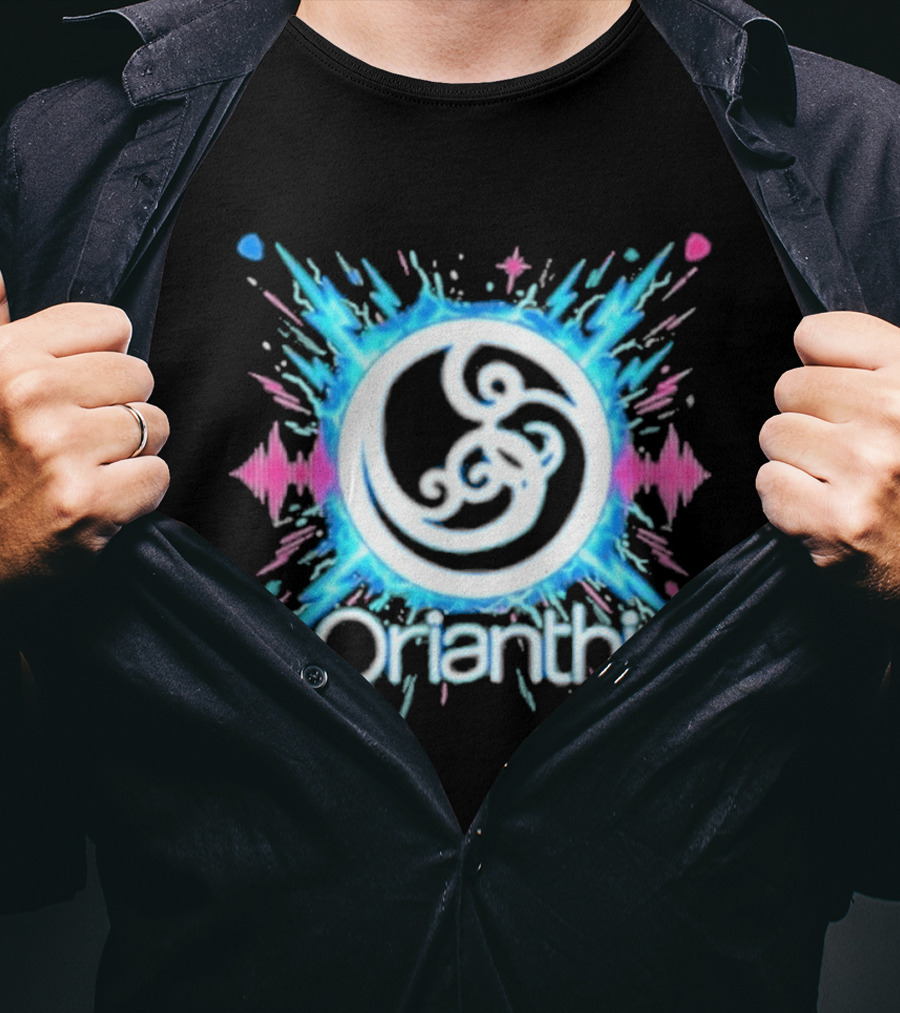 Orianthi Neon Bolt Vibrant Blue And Pink Energy Burst T-Shirt