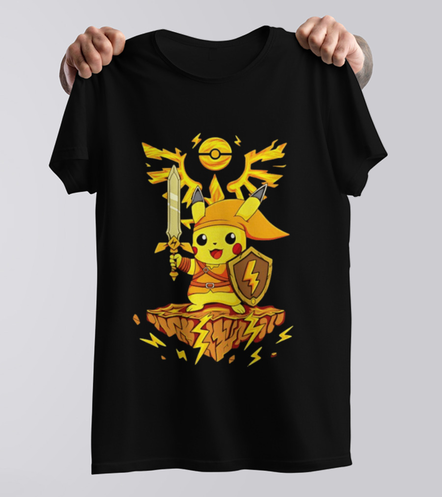 Pikachu Of Link Legend Of Electric Sword And Lightning Shield T-Shirt