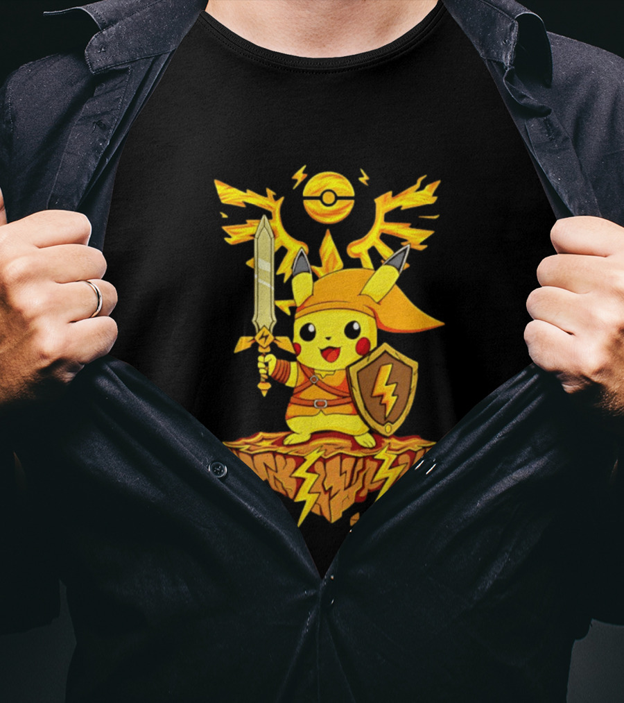Pikachu Of Link Legend Of Electric Sword And Lightning Shield T-Shirt