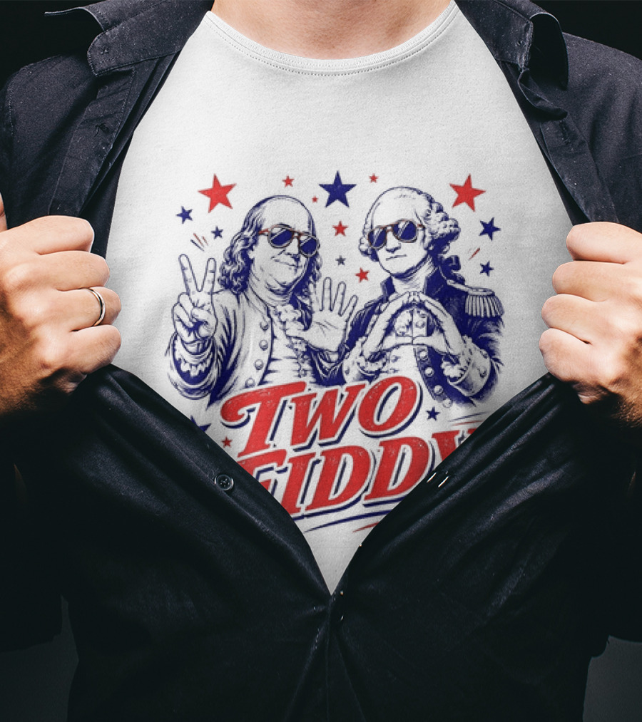 Benjamin Franklin George Washington Two Fiddy America 250 Years Anniversary Celebration T-Shirt