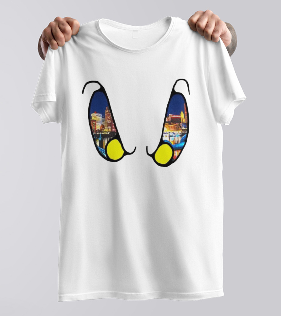 Boston Nightlife Cityscape Reflection In Eyes T-Shirt