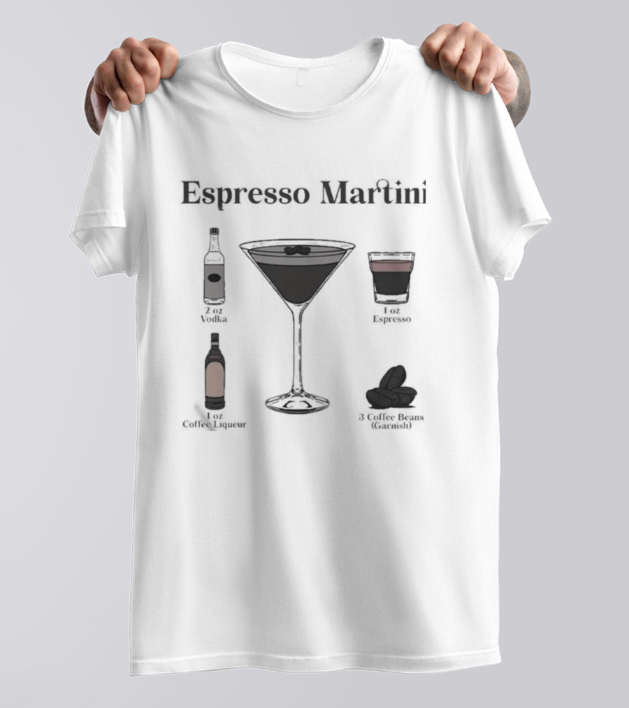 Espresso Martini Vodka Kahlua Coffee Recipe Ingredients T-Shirt