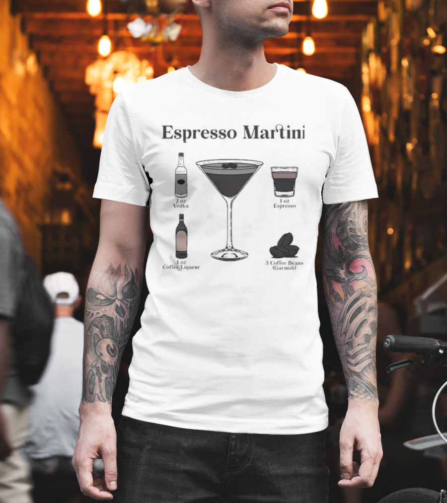Espresso Martini Vodka Kahlua Coffee Recipe Ingredients T-Shirt