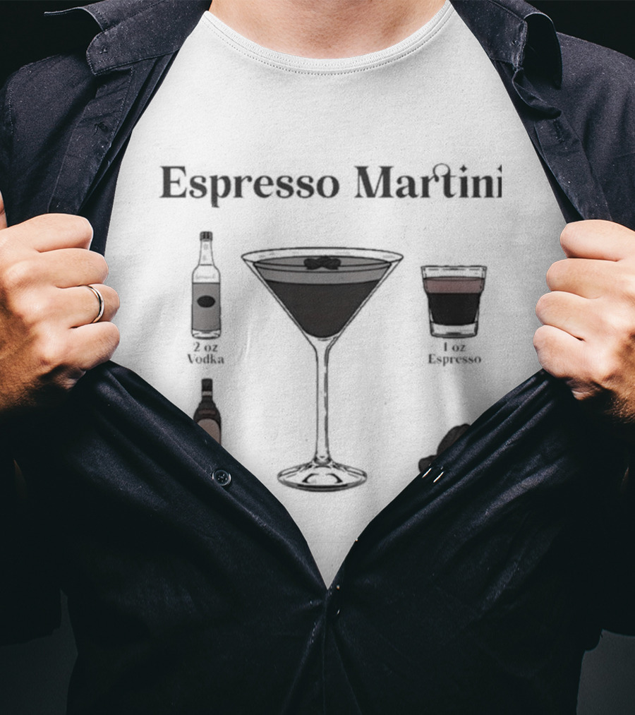 Espresso Martini Vodka Kahlua Coffee Recipe Ingredients T-Shirt