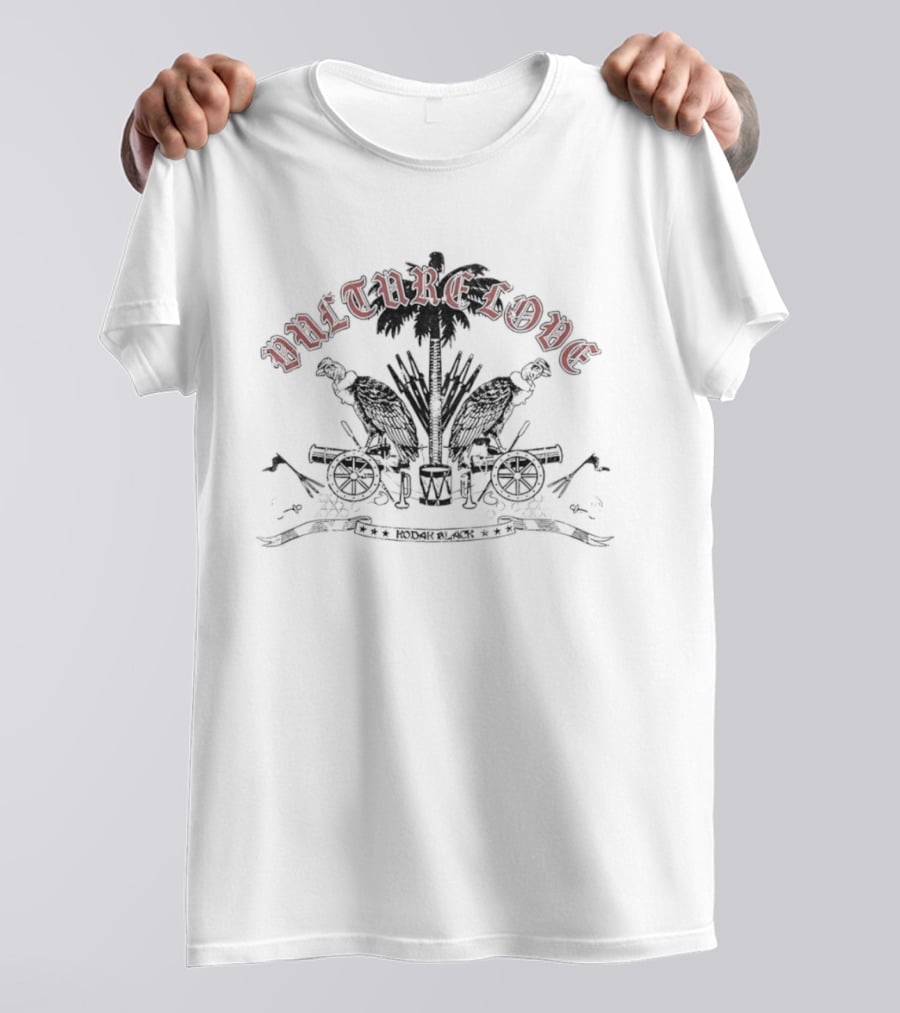 Vulture Love Cannons Palm Trees Black And White T-Shirt