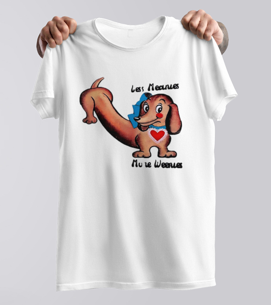 Less Meanies More Weenies Cute Dachshund With Heart And Bow T-Shirt