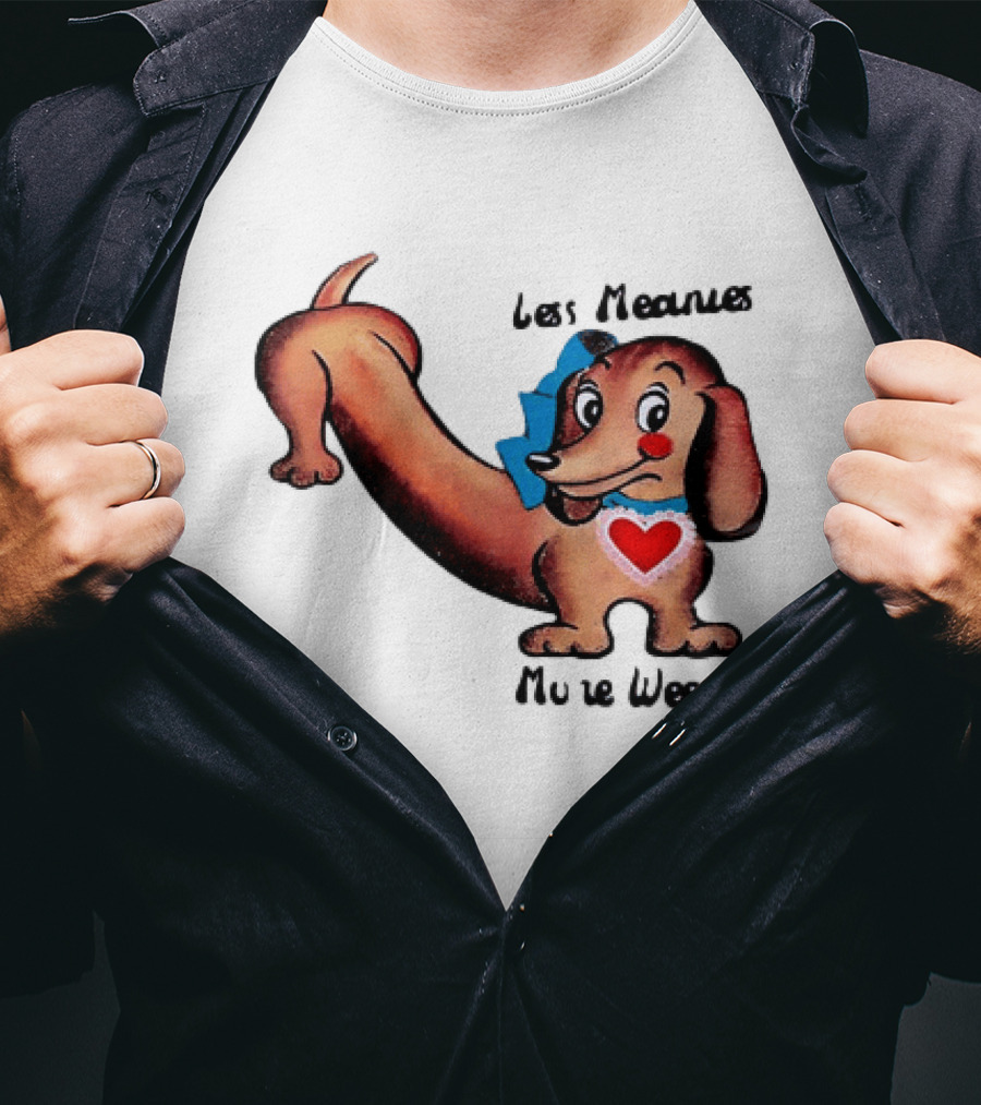 Less Meanies More Weenies Cute Dachshund With Heart And Bow T-Shirt