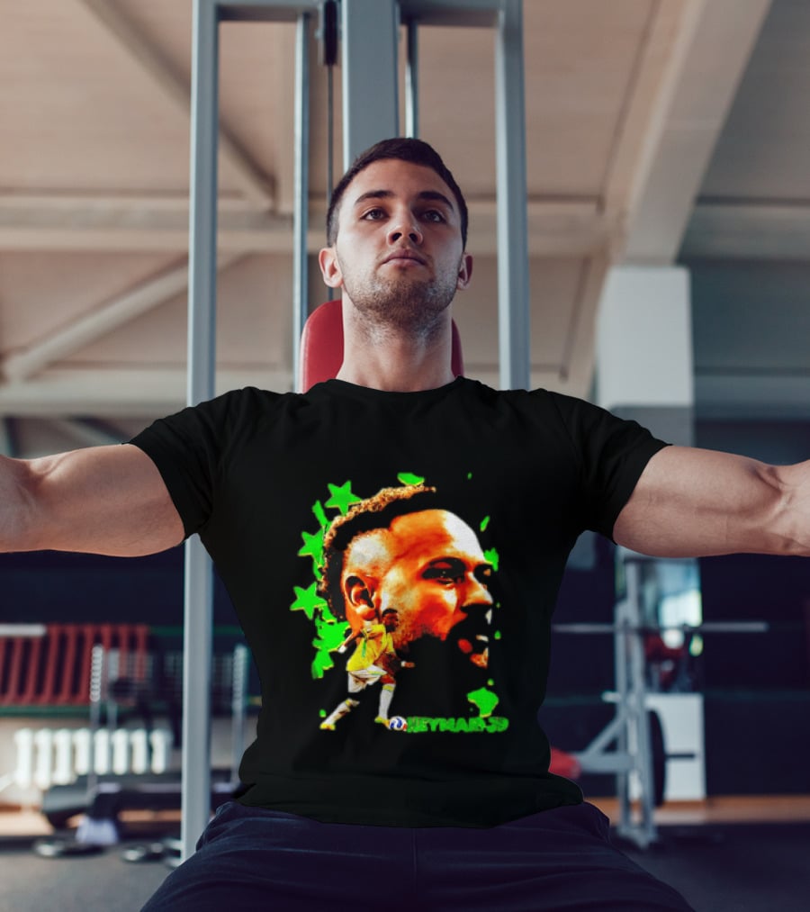 Neymar Jr Brazil Football Star With Green Stars And Soccer Ball T-Shirt