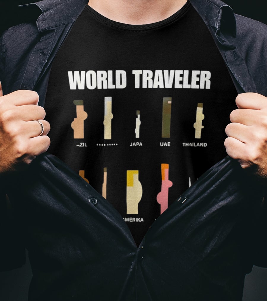 World Traveler Brazil Japan UAE Thailand Africa India America Colombia 2026 T-Shirt