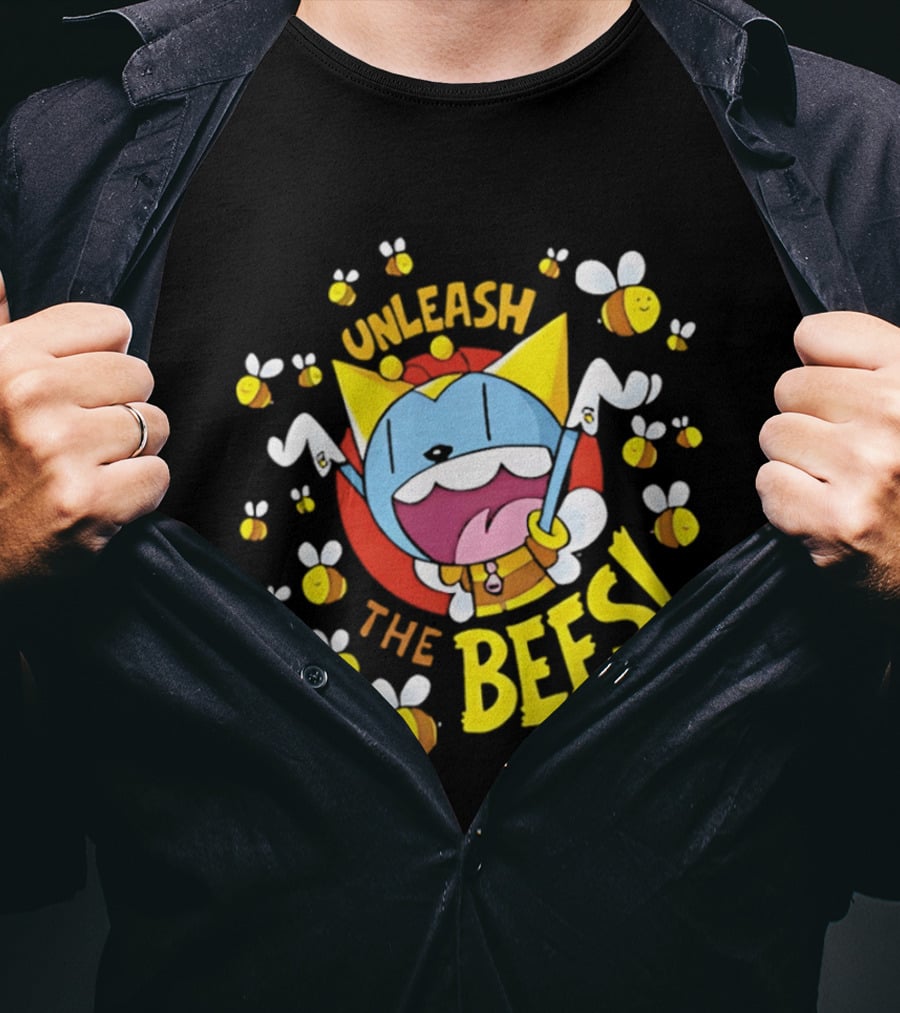 Unleash The Bees Looshkin Cartoon Character Honeycombs T-Shirt