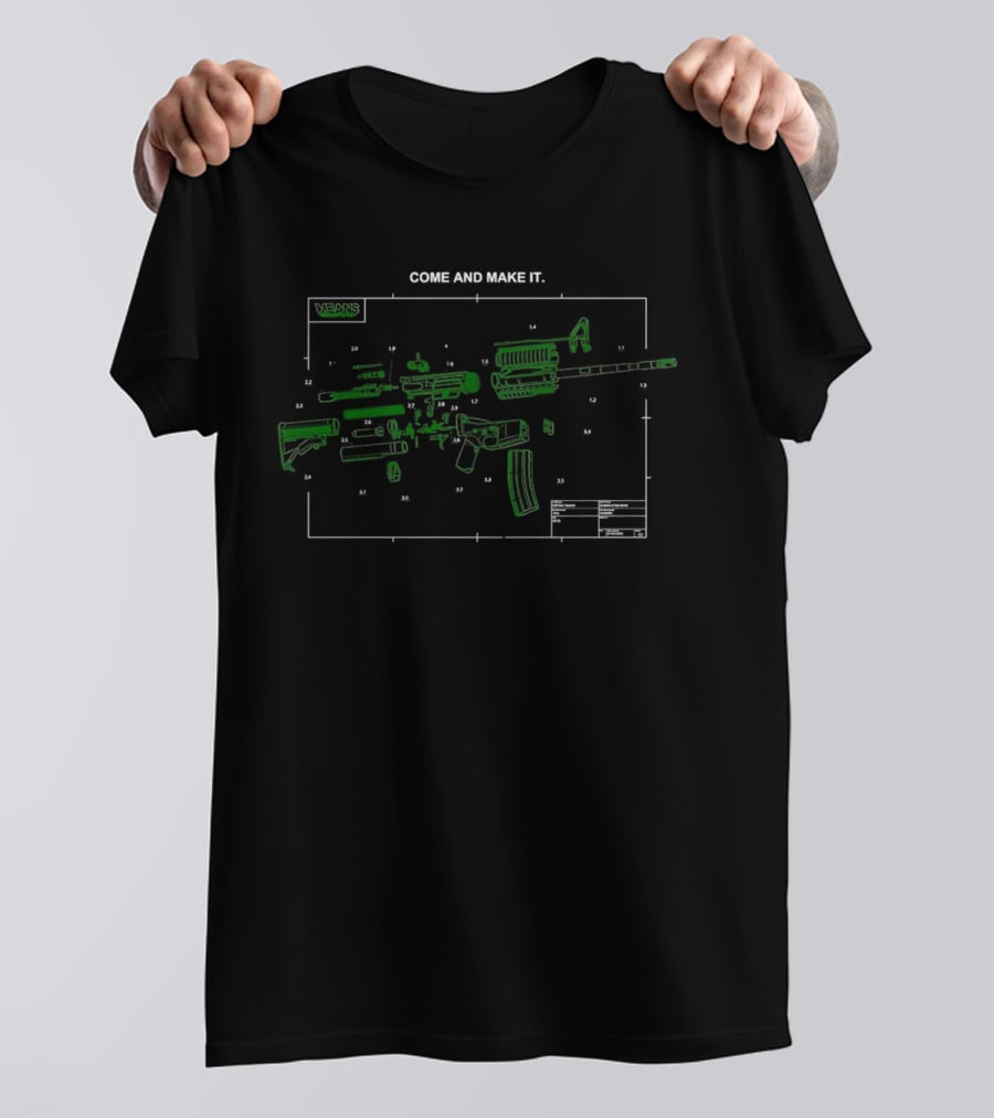 Schematic Your Own AR15 Rifle Parts Diagram T-Shirt