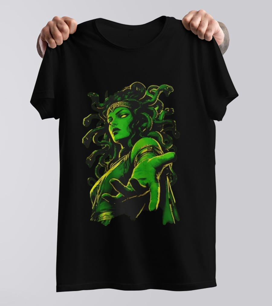 Medusa Mythology You Won't Feel A Thing Green Aura Serpent Hair T-Shirt