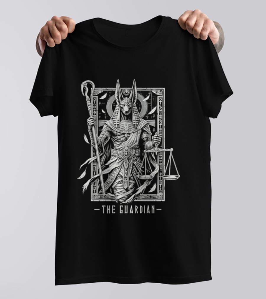 The Guardian Anubis Egyptian Mythology Symbolism With Scales And Ankh T-Shirt